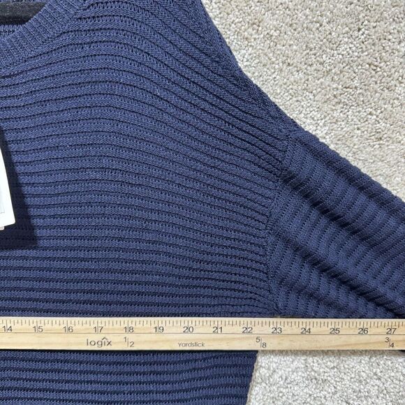 Theory Sweater NWT Women's‎ Navy Ribbed Oversize Cotton Knit Crewneck Pullover - Picture 10 of 13